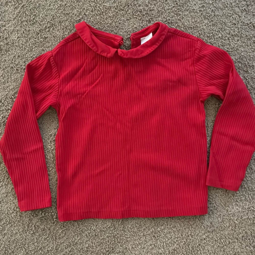 Hanna Andersson ribbed Peter Pan collar long sleeve, size 6-7